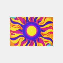 Tapis régional rétro boho Soleil levant hippie vin