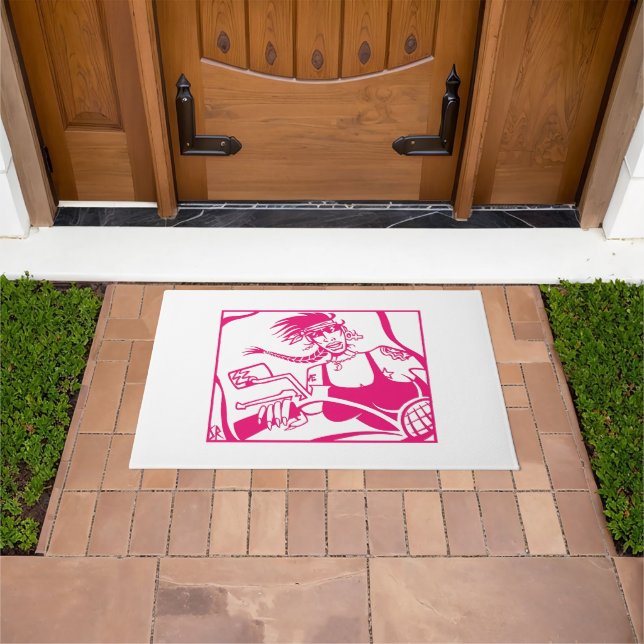 Tapis rose et blanc pour motocycliste (De plein air)