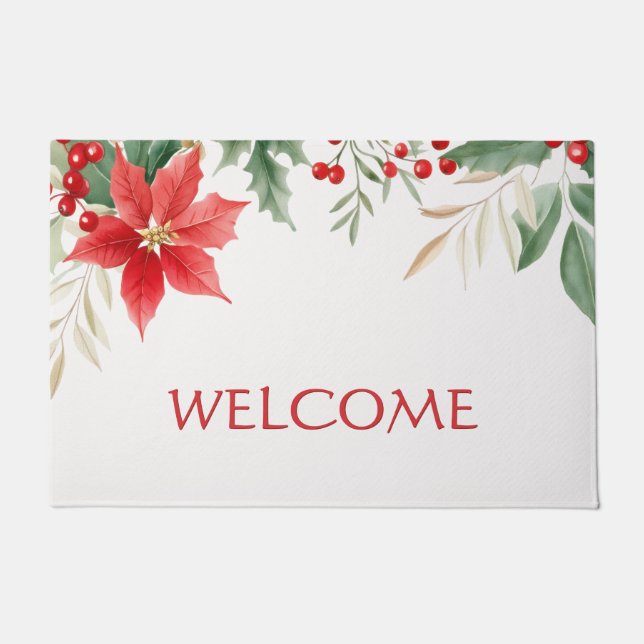 Tapis rouge de Noël Poinsettia (Devant)