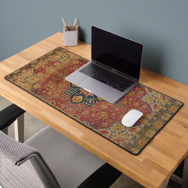 Tapis rouge or Kashan tapis Perse Asiatique (Bureau 2)