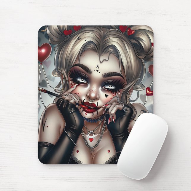 Tapis Sourie Woman with Clown Makeup 12 Mouse Pad (With Mouse)