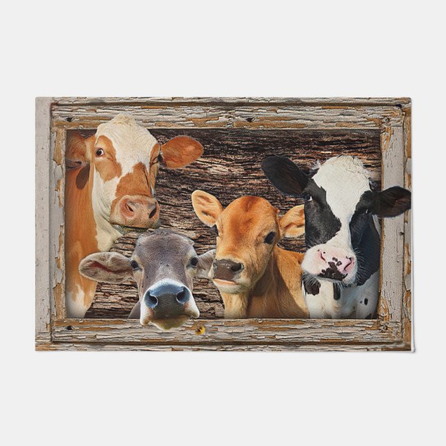 Tapis Visage Vache Cute, Animal Agricole  (Devant)