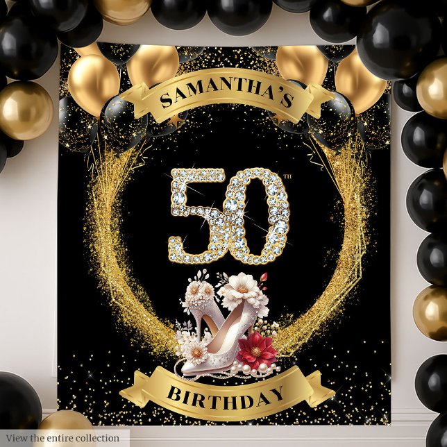 Tapisserie 50e Anniversaire Chic Hauteur talons (Chic 50th Birthday Tapestry Diamond High Heels)