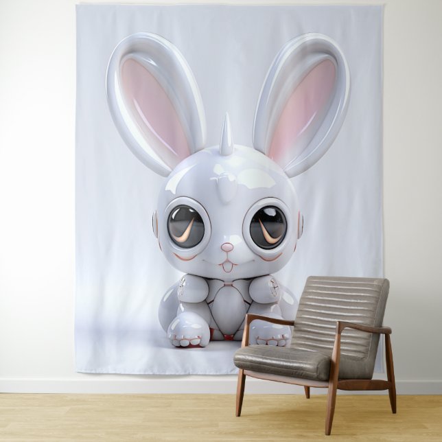 Tapisserie aux oreilles de lapin mignon (En situation)