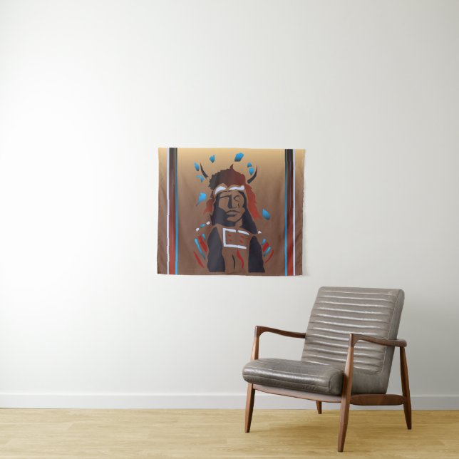 Tapisserie avec image amérindienne (En situation (horizontale))