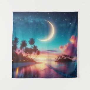 Tapisserie Croissant Lune Plage tropicale Art