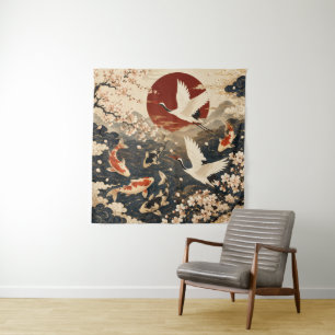 Tapisserie d'art japonais élégant personnalisé Koi
