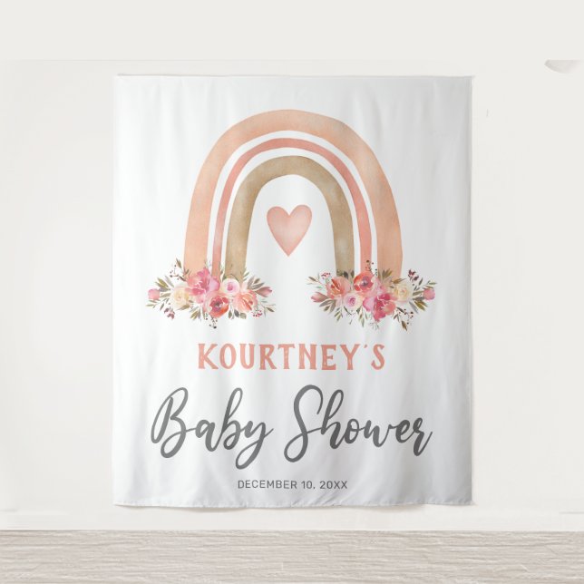 Tapisserie de Baby shower arc-en-ciel Girl Boho (Devant)