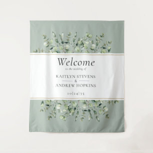 Tapisserie de bienvenue de mariage Eucalyptus Vert