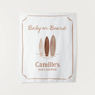 Tapisserie de bienvenue pour douche de bébé surfeu