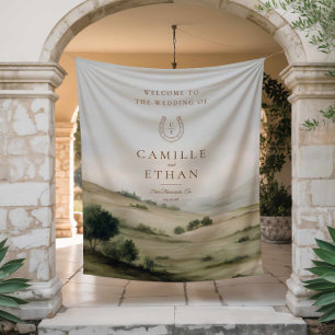 Tapisserie de bienvenue pour mariage dans un domai