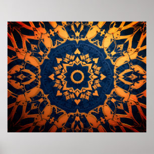 Tapisserie de bleu + or sur une affiche de mur mod