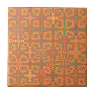 Tapisserie de chaleur estivale Orange Carreau en c