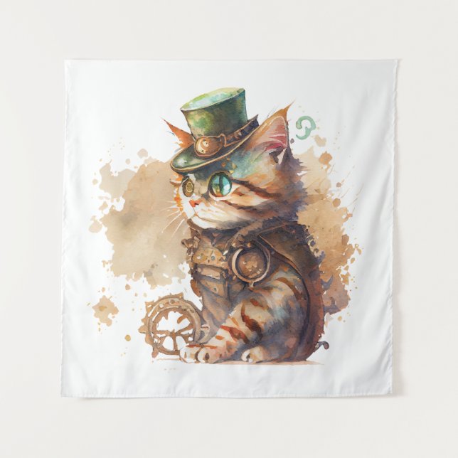 Tapisserie de chat en vapeur (Devant)