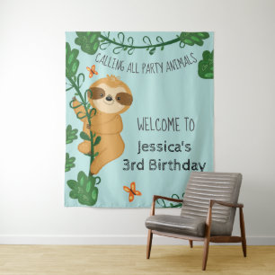 Tapisserie de fête d'anniversaire de jungle de par