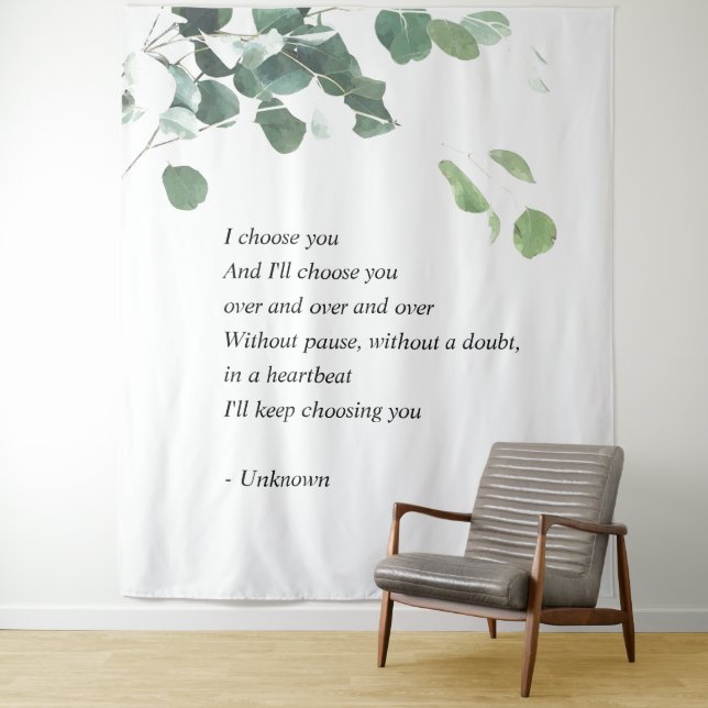 Tapisserie de fond de mariage eucalyptus aquarelle (En situation)