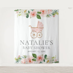 Tapisserie de fond pour Baby Shower Fille Fleurs R