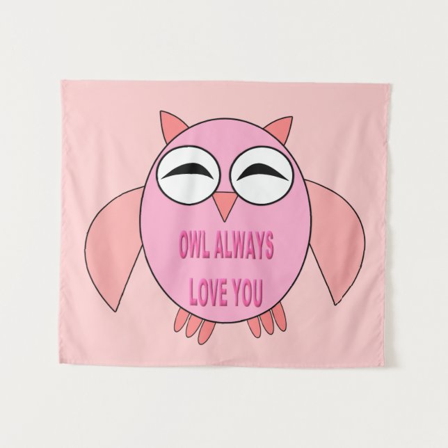 Tapisserie de hibou de message d'amour mignon (Devant (Horizontal))