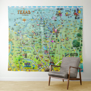 Tapisserie de la carte du Texas Fun