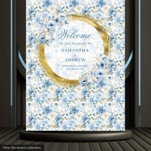 Tapisserie de mariage à l'aquarelle de luxe bleu p