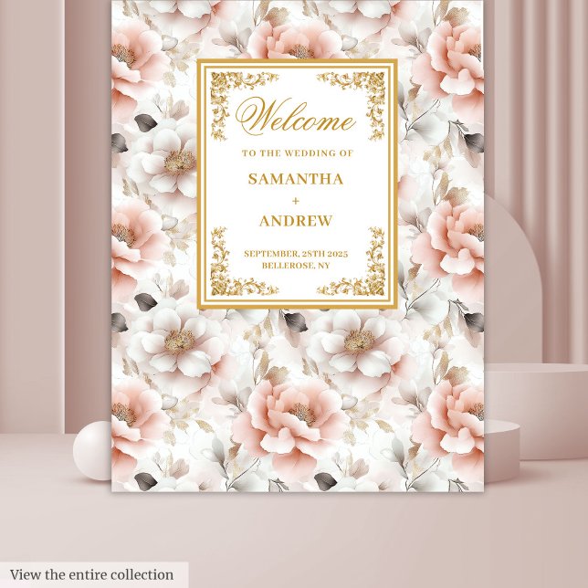Tapisserie de mariage à l'aquarelle Or rose intemp (Timeless Blush Gold Watercolor Wedding Tapestry

)