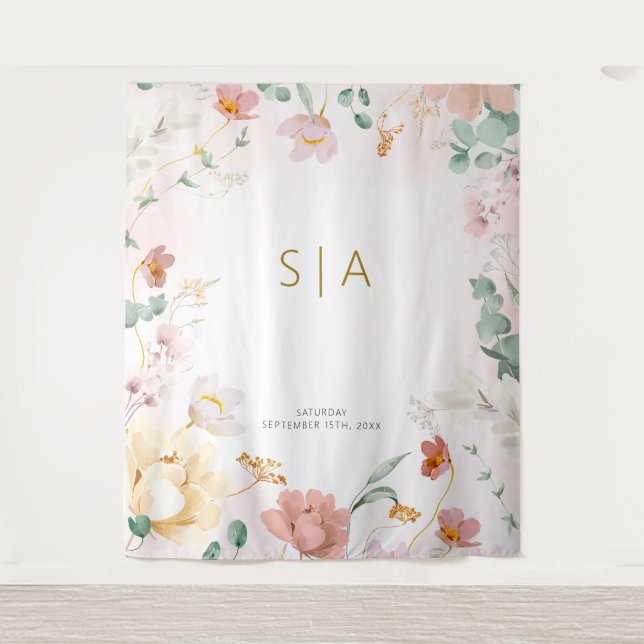 Tapisserie de Mariage Fleur sauvage rustique (Devant)