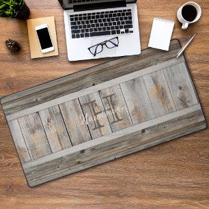 Tapisserie de monogramme rayée gris ton bois rusti