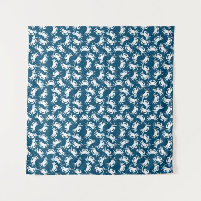 Tapisserie de Motif de crabe blanc et bleu (Devant)