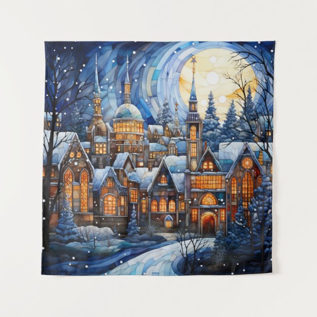 Tapisserie de Noël bleu verre (Devant)