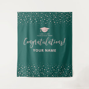 Tapisserie de remise de diplôme Rose Gold Green Fé