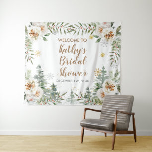 Tapisserie de signe de douche de bébé floral blanc
