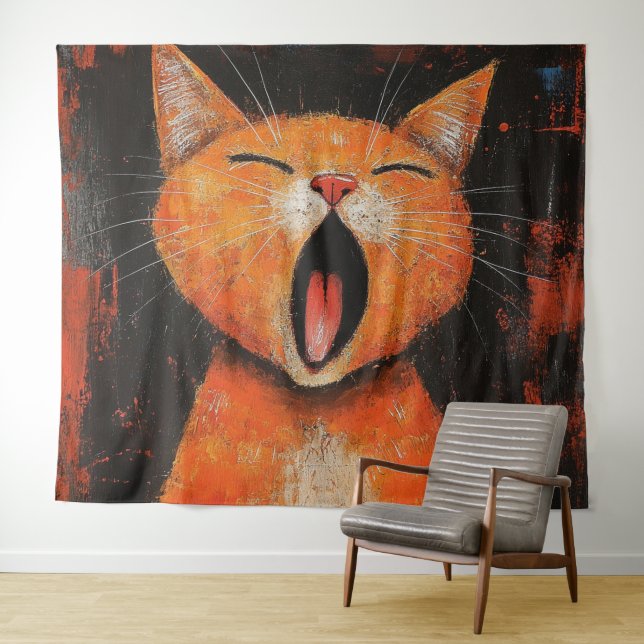 Tapisserie de Yawning Cat (En situation (horizontale))