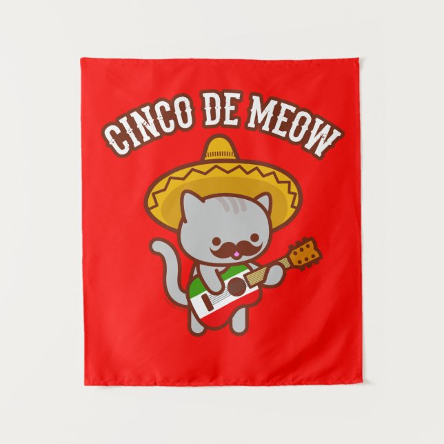 Tapisserie du Cinco de Mayo Party : CINCO DE MEOW  (Devant)