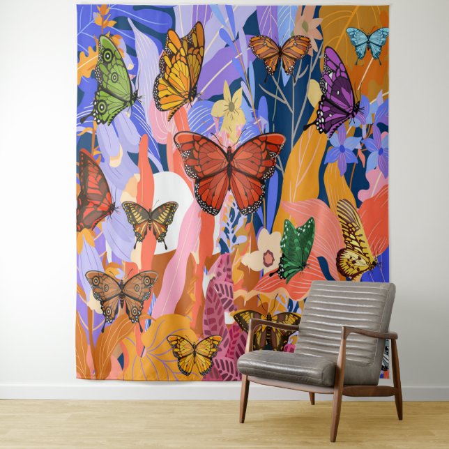 Tapisserie du jardin des papillons (En situation)
