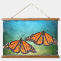 Tapisserie en bois avec papillons monarques