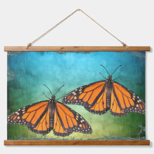 Tapisserie en bois avec papillons monarques