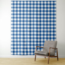 Tapisserie En vichy blanc et bleu