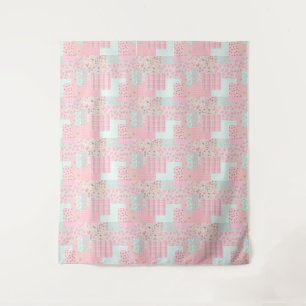 Tapisserie esthétique florale rose Décoration mu