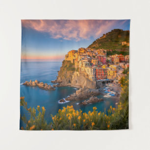 Tapisserie Fleurs Coucher de soleil Cinque Terre I