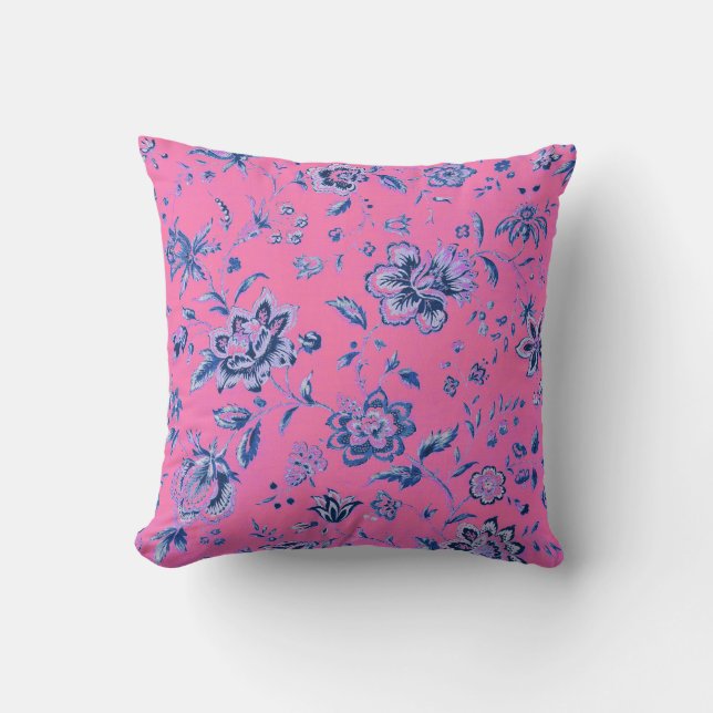 Tapisserie florale rose blanc chic Lancer oreiller (Recto)