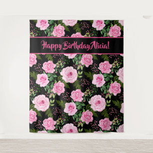 Tapisserie Joyeux Anniversaire Roses Roses Noires
