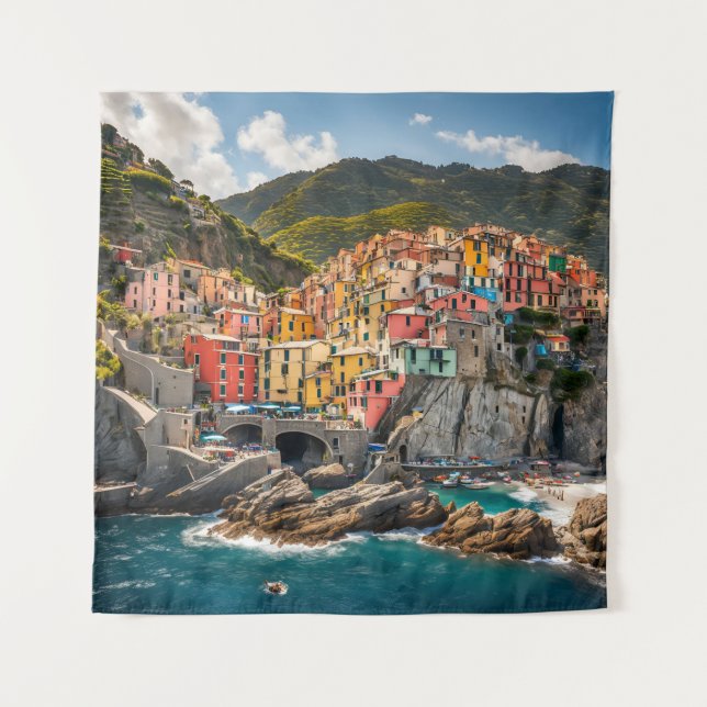 Tapisserie Manarola Cinque Terre Italie Mer (Devant)