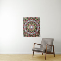 Tapisserie Mandala ronde motif kaleidoscope rétro