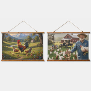 Tapisserie murale à dessus en bois de ferme avicol