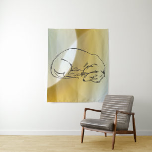 Tapisserie murale d'art de chien, dessin de teckel