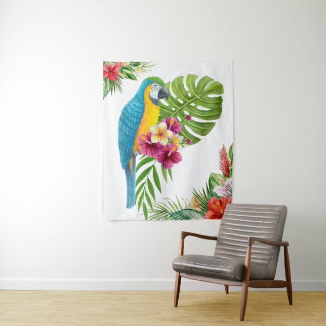 Tapisserie murale de perroquets tropicaux - Jungle (En situation)