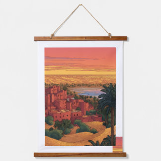 Tapisserie murale d'oasis désertique vibrant