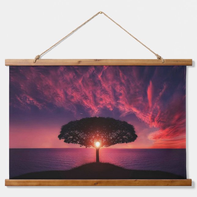 Tapisserie murale en bois Arbre de soleil Silhouet (Devant)