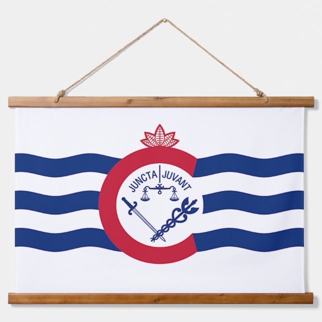 Tapisserie murale en bois avec drapeau de Cincinna (Devant)