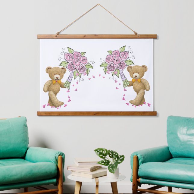 Tapisserie murale en bois Fleurs d'ours florales (Salon)